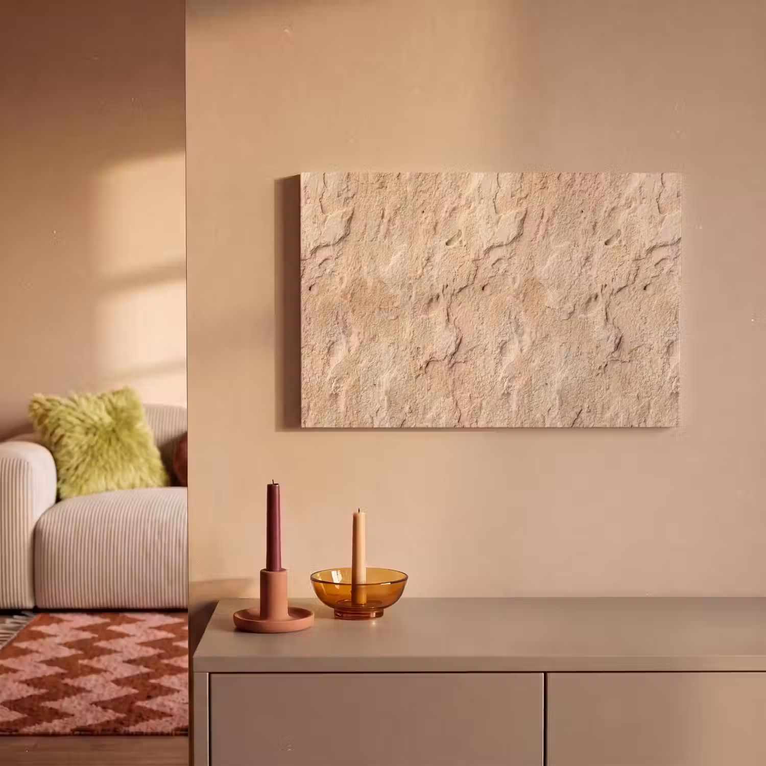 Textuur - Steen - Natuur - Beige canvas 2cm klein -sfeer1