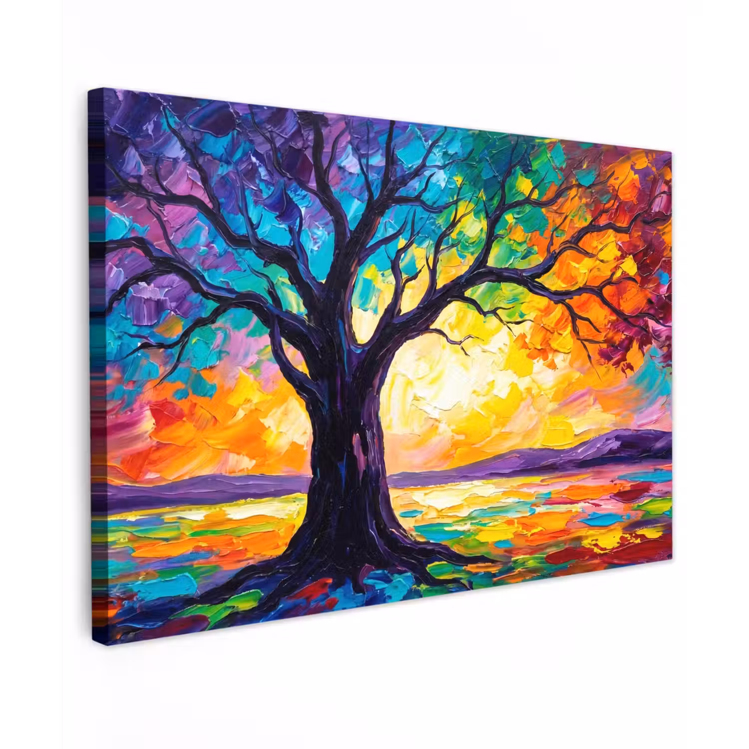 Boom - Landschap - Natuur - Abstract - Kleurrijk canvas 2cm klein -z3d