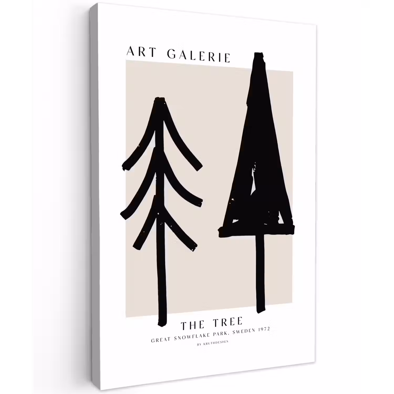 Bomen - Kerst - Zwart - Feest canvas 2cm klein -z3d