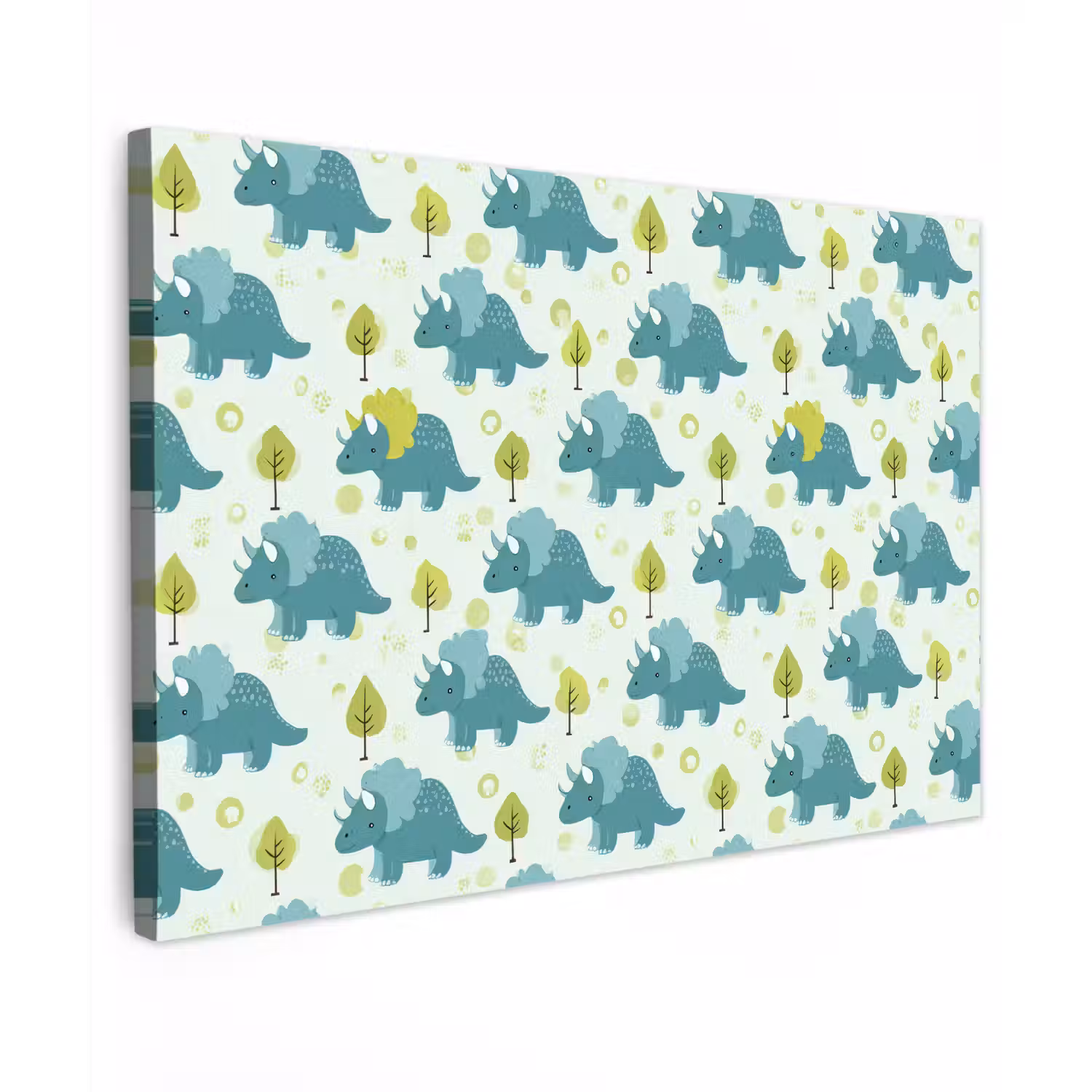 Triceratop - Blauw - Stippen - Boompjes canvas 2cm klein -z3d