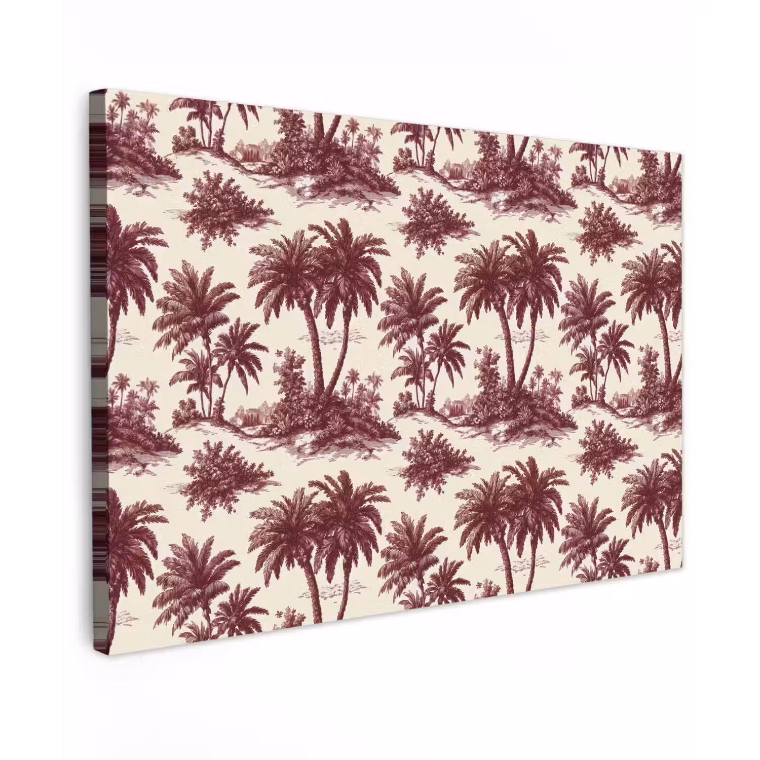 Tropisch - Geometrisch - Bordeauxrood canvas 2cm klein 34 -z3d