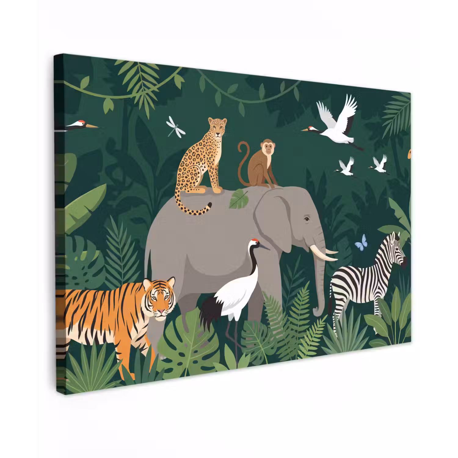 Tropisch - Jungle - Groen canvas 2cm klein -z3d