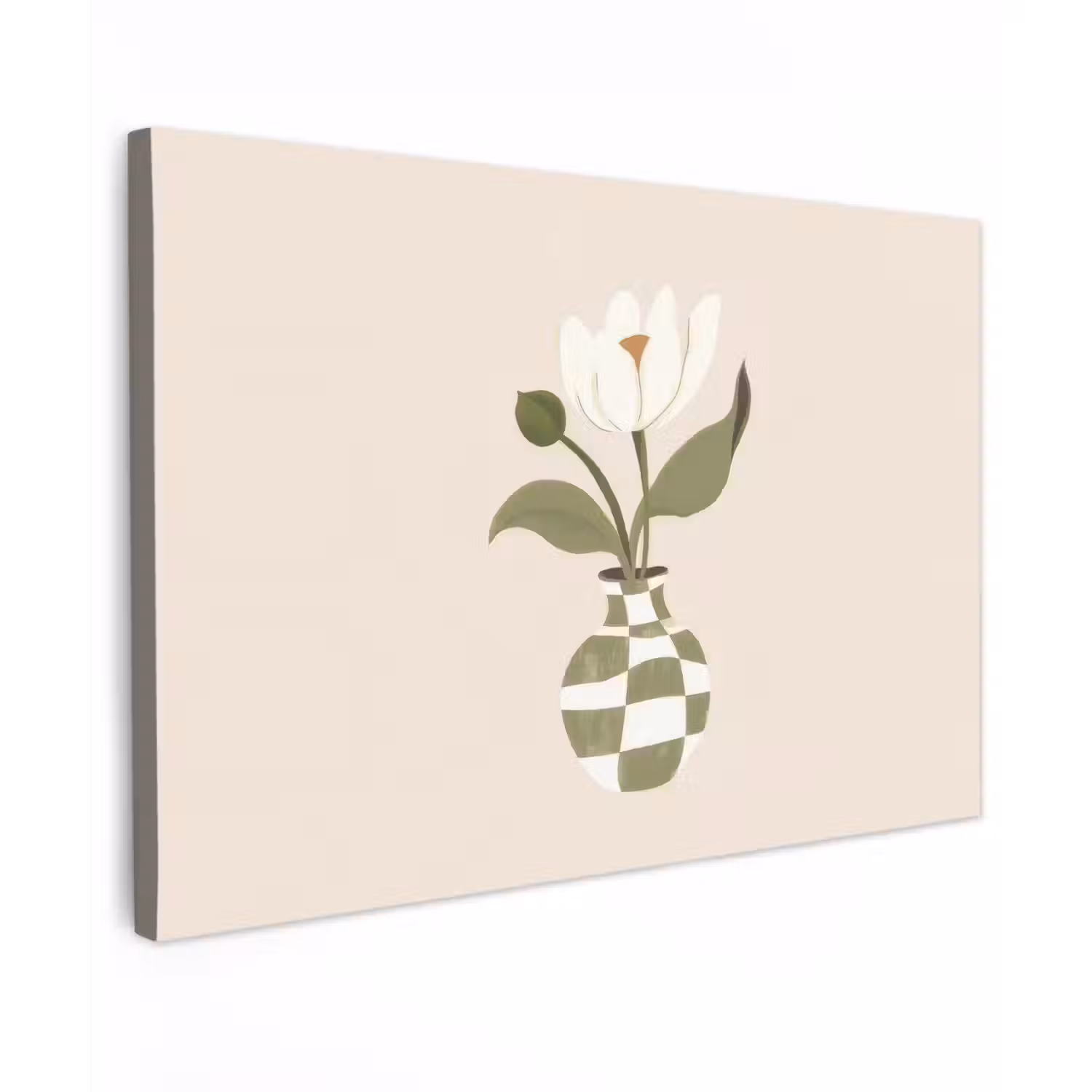 Vaas - Geruit - Bloem - Groen canvas 2cm klein -z3d
