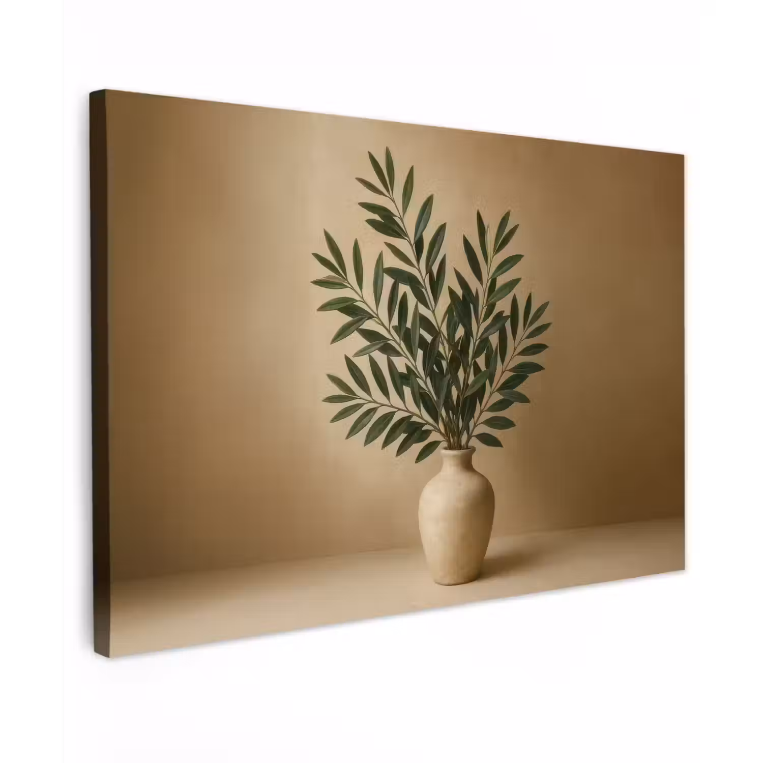 Vaas - Olijftakken - Bladeren - Beige canvas 2cm klein -z3d