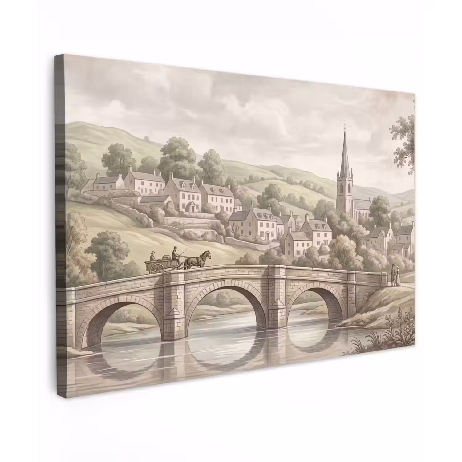 Dorp - Brug - Uitzicht - Groen canvas 2cm klein -z3d