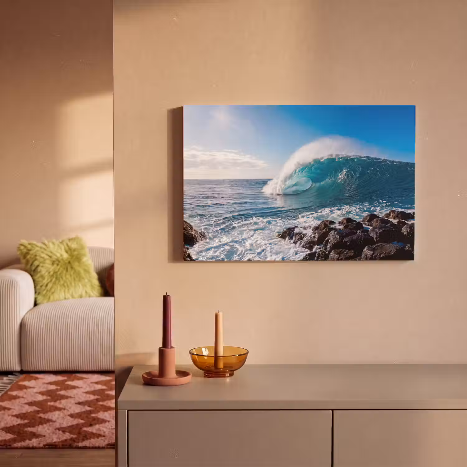Golf - Oceaan - Brekend - Water - Blauw canvas 2cm klein -sfeer1