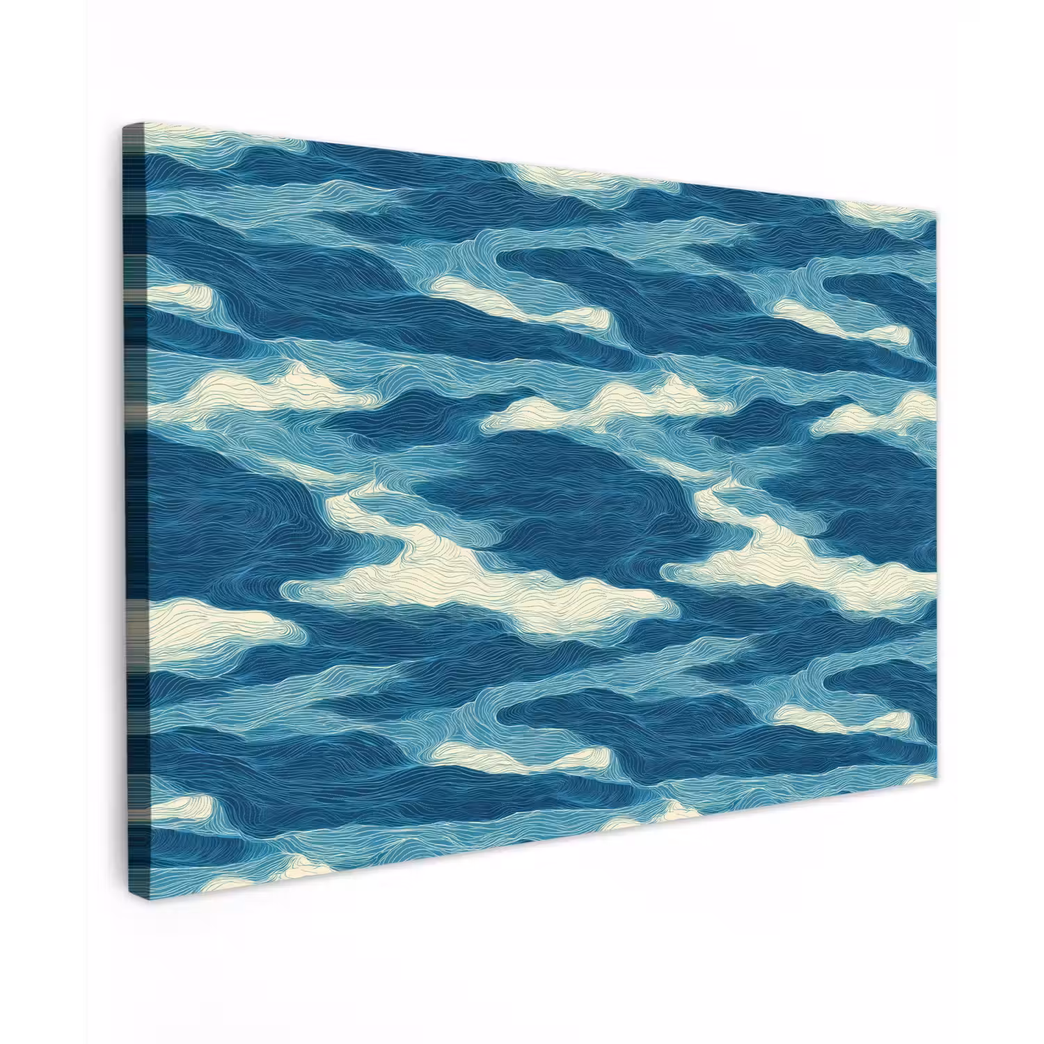 Golven - Abstract - Patroon - Blauw - Wit canvas 2cm klein 34 -z3d