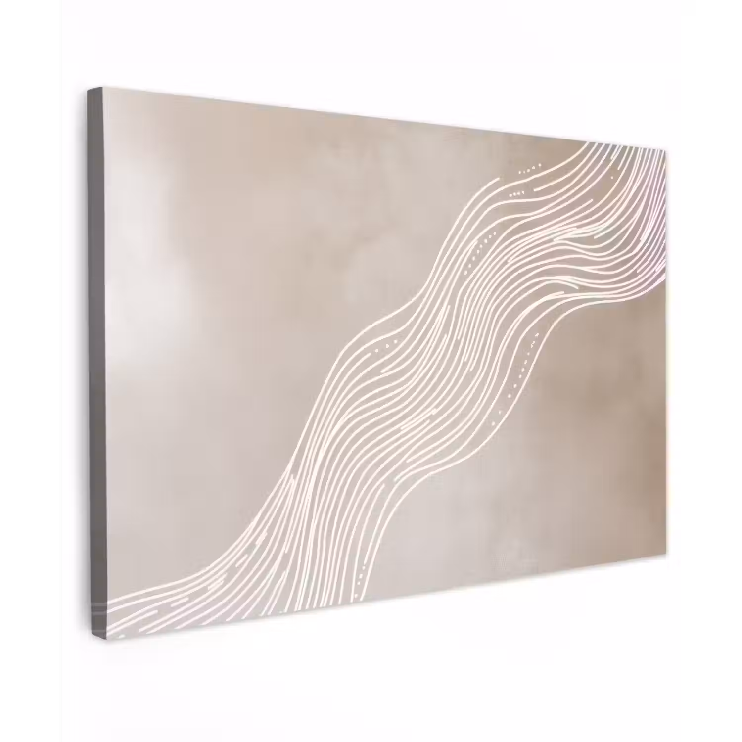 Golvende lijnen - Vloeiend - Zandkleurig canvas 2cm klein -z3d