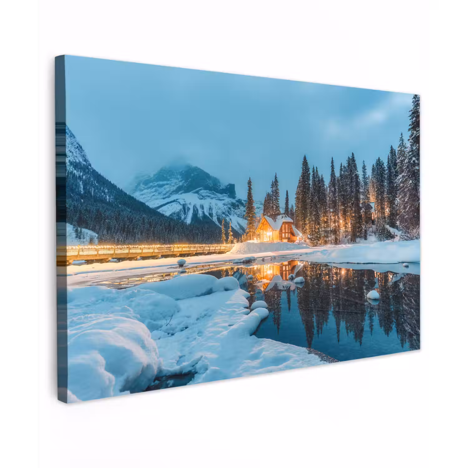 Winterlandschap - Natuur - Huis - Bergen - Sneeuw canvas 2cm klein -z3d