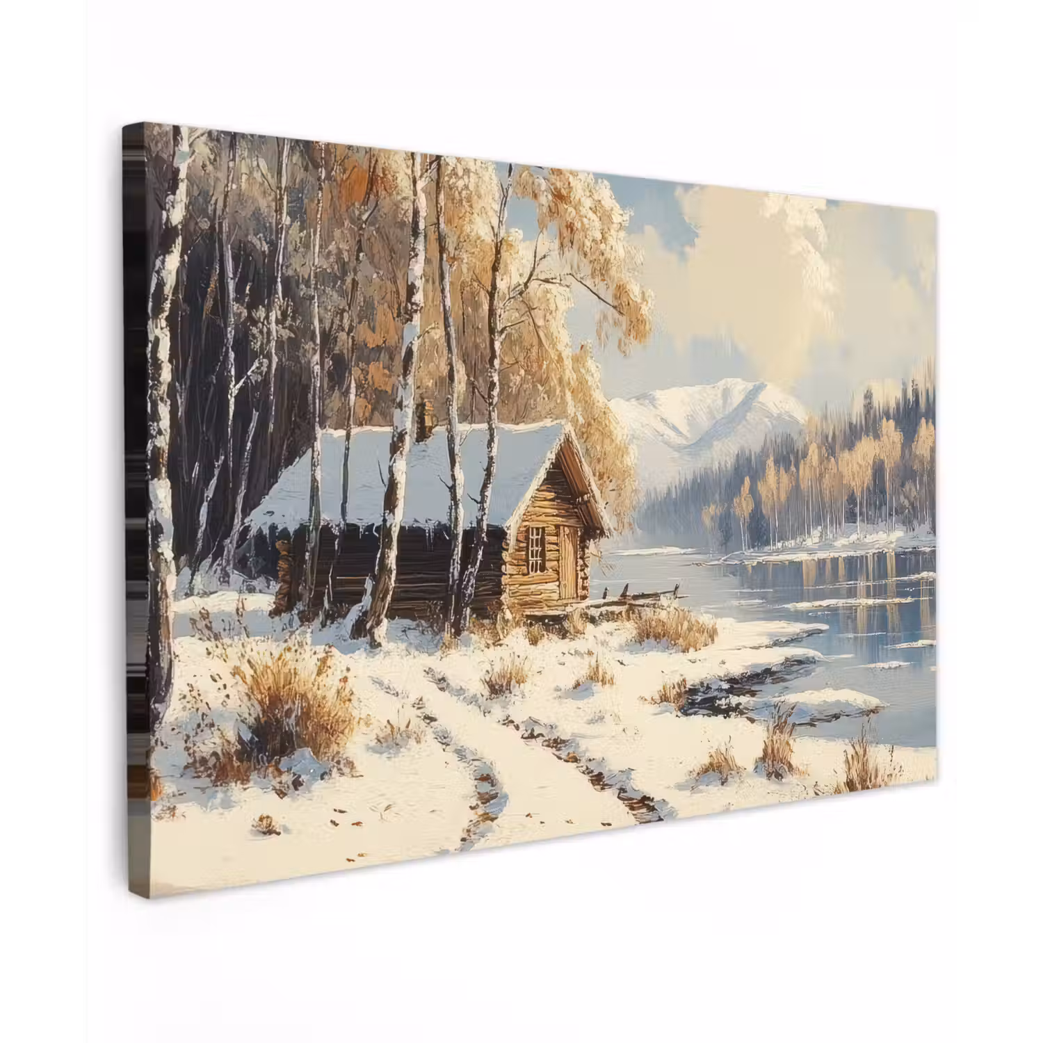 Winter - Sneeuw - Huis - Natuur canvas 2cm klein -z3d