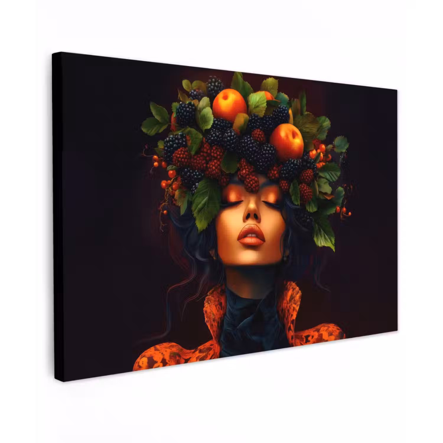 Vrouw - Zwart - Bessen - Bramen - Appels canvas 2cm klein -z3d