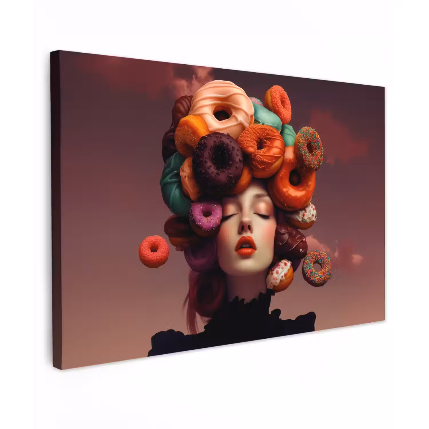 Vrouw - Donuts - Kleurrijk canvas 2cm klein -z3d