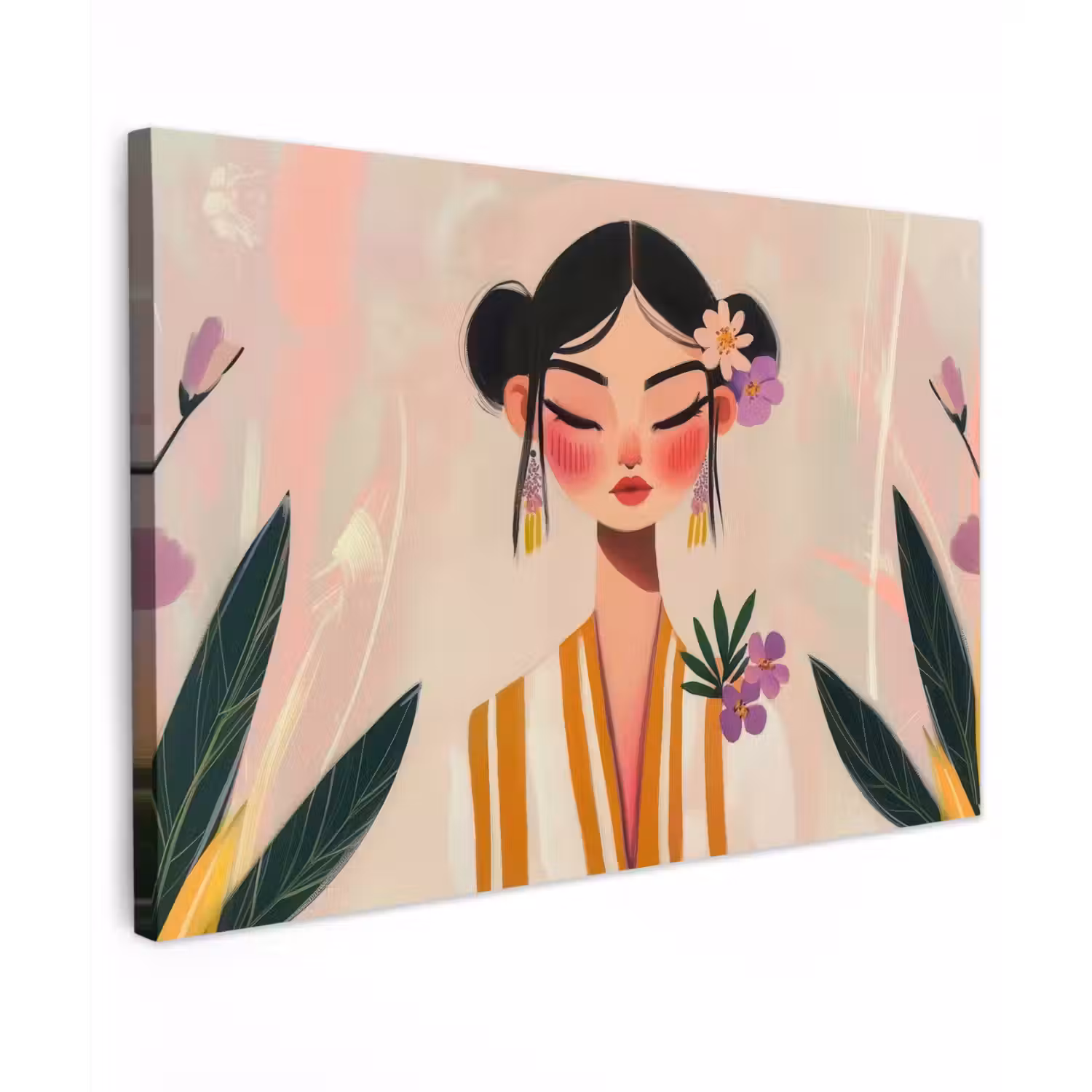 Vrouw - Bloemen - Pastel canvas 2cm klein -z3d
