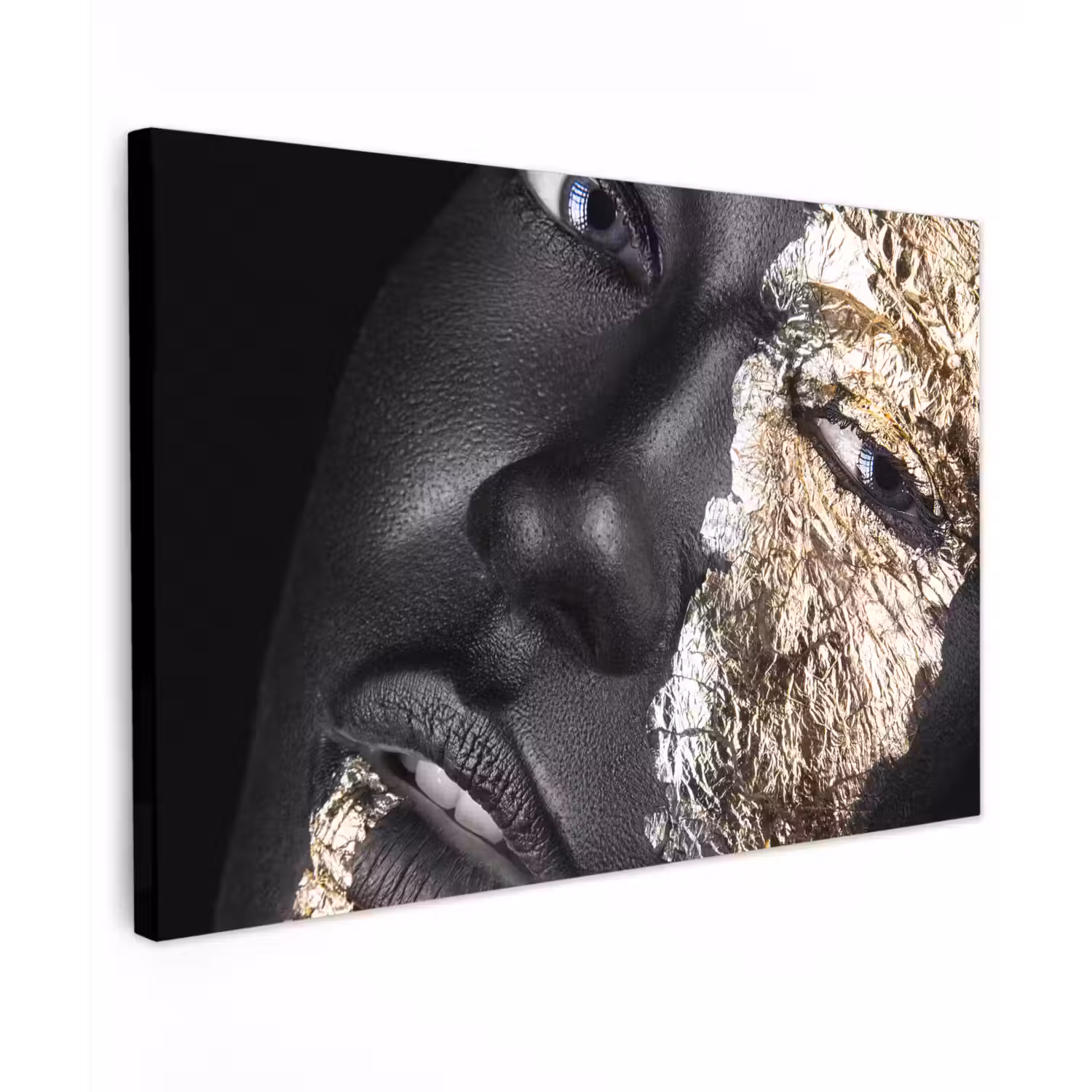 Vrouw - Goud - Zwart - Verf - Luxe canvas 2cm klein -z3d
