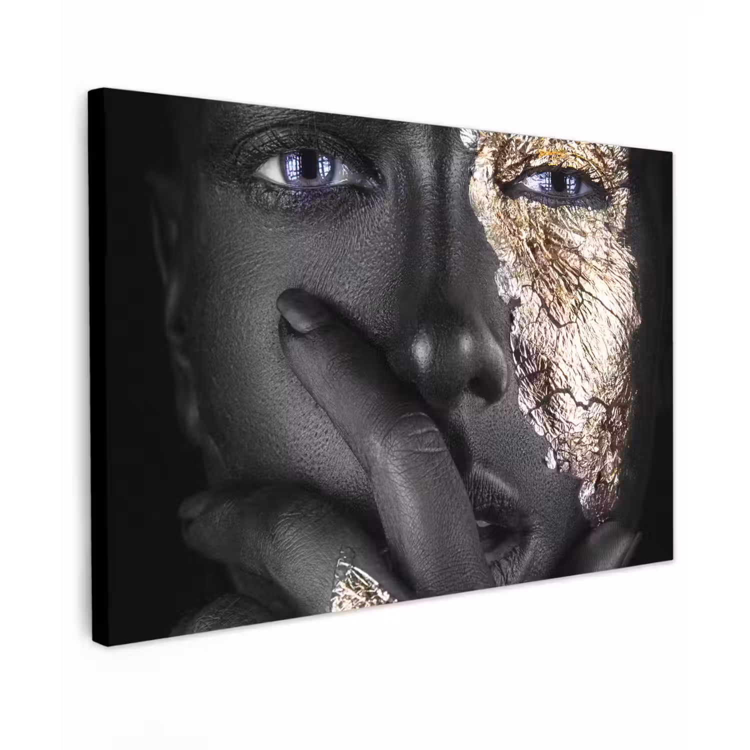 Vrouw - Goud - Zwart - Schmink - Luxe canvas 2cm klein -z3d