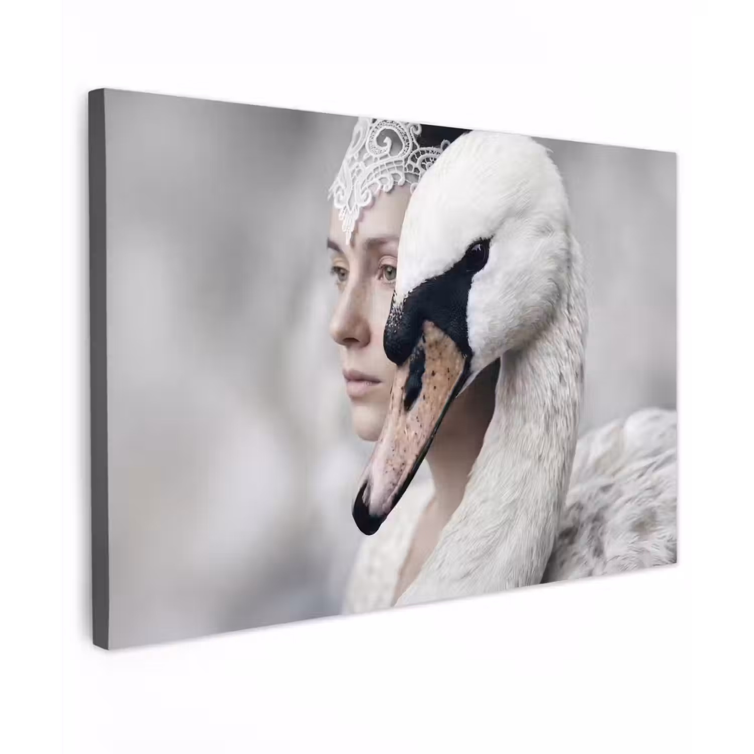 Vrouw - Zwaan - Wit canvas 2cm klein -z3d