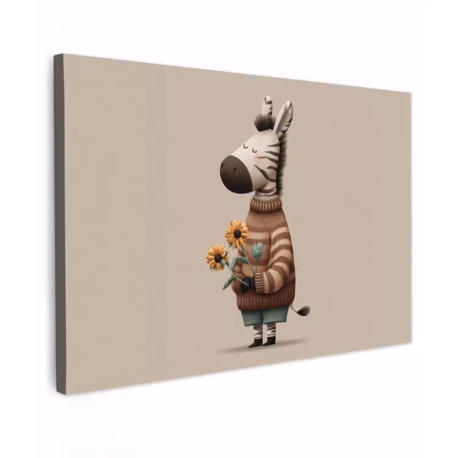 Zebra - Zonnebloemen - Warm canvas 2cm klein -z3d