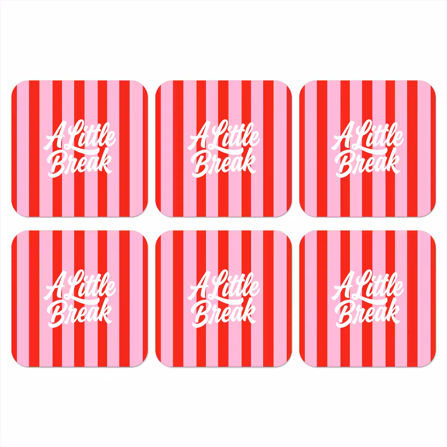 A Little Break - Strepen - Rood - Roze onderzetter kurk middel -3d