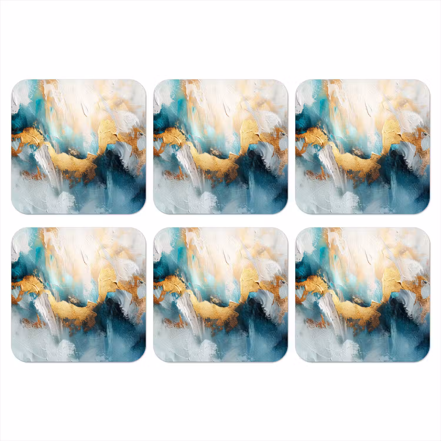 Abstract - Kunst - Gold - Blauw onderzetter kurk middel -3d