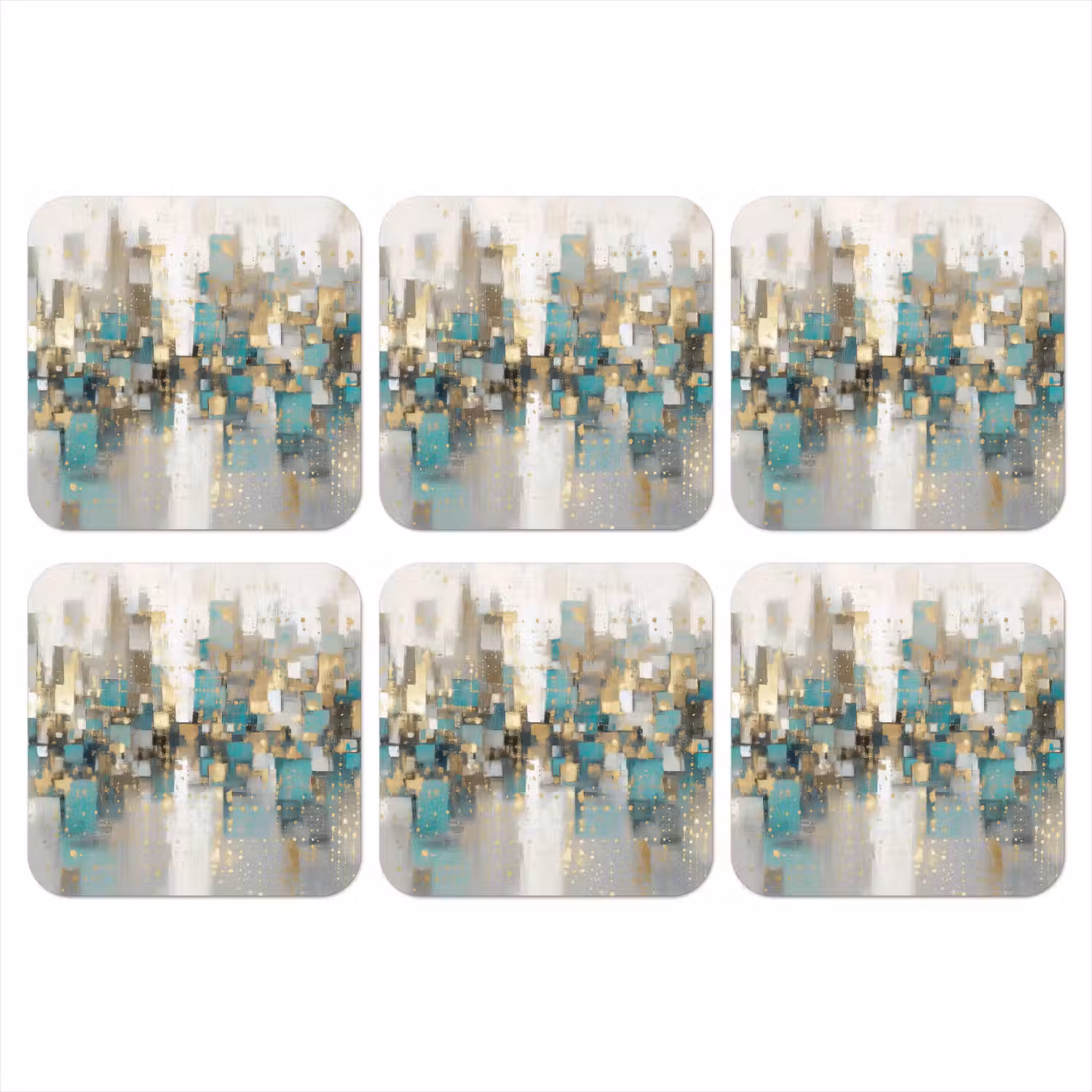 Abstract - Blokken - Goud - Skyline onderzetter kurk middel -3d