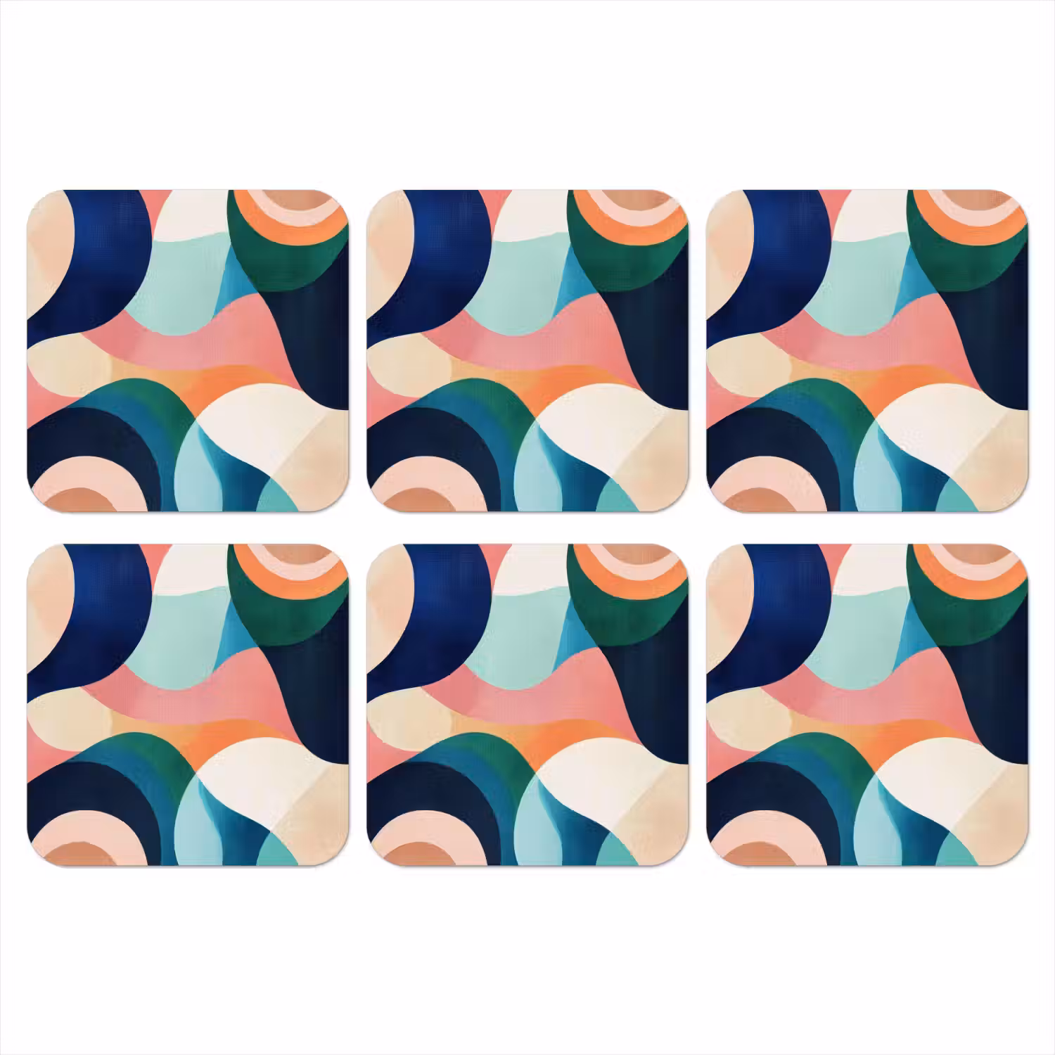 Abstract - Blauw - Roze onderzetter kurk middel -3d