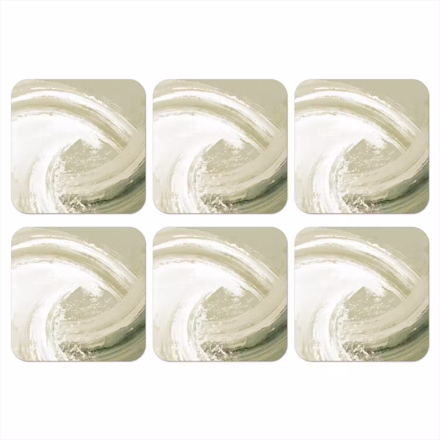 Abstract - Penseelstreken - Golven - Groen onderzetter kurk middel -3d