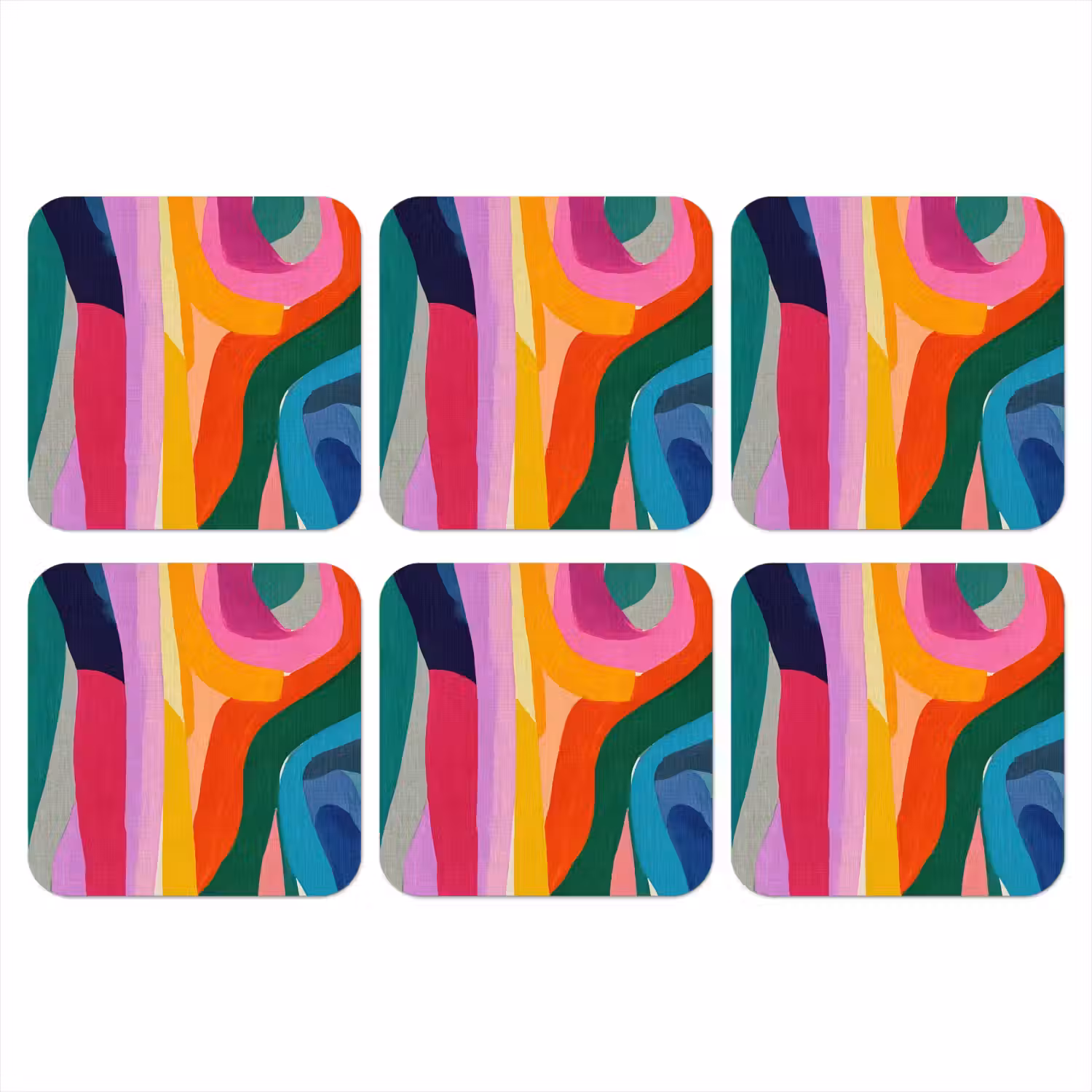 Abstract - Kleurrijk - Golven - Lijnen onderzetter kurk middel -3d