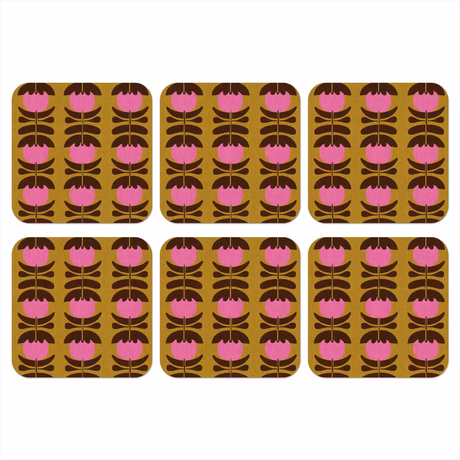 Abstract - Bloemen - Roze onderzetter kurk middel 366 -3d