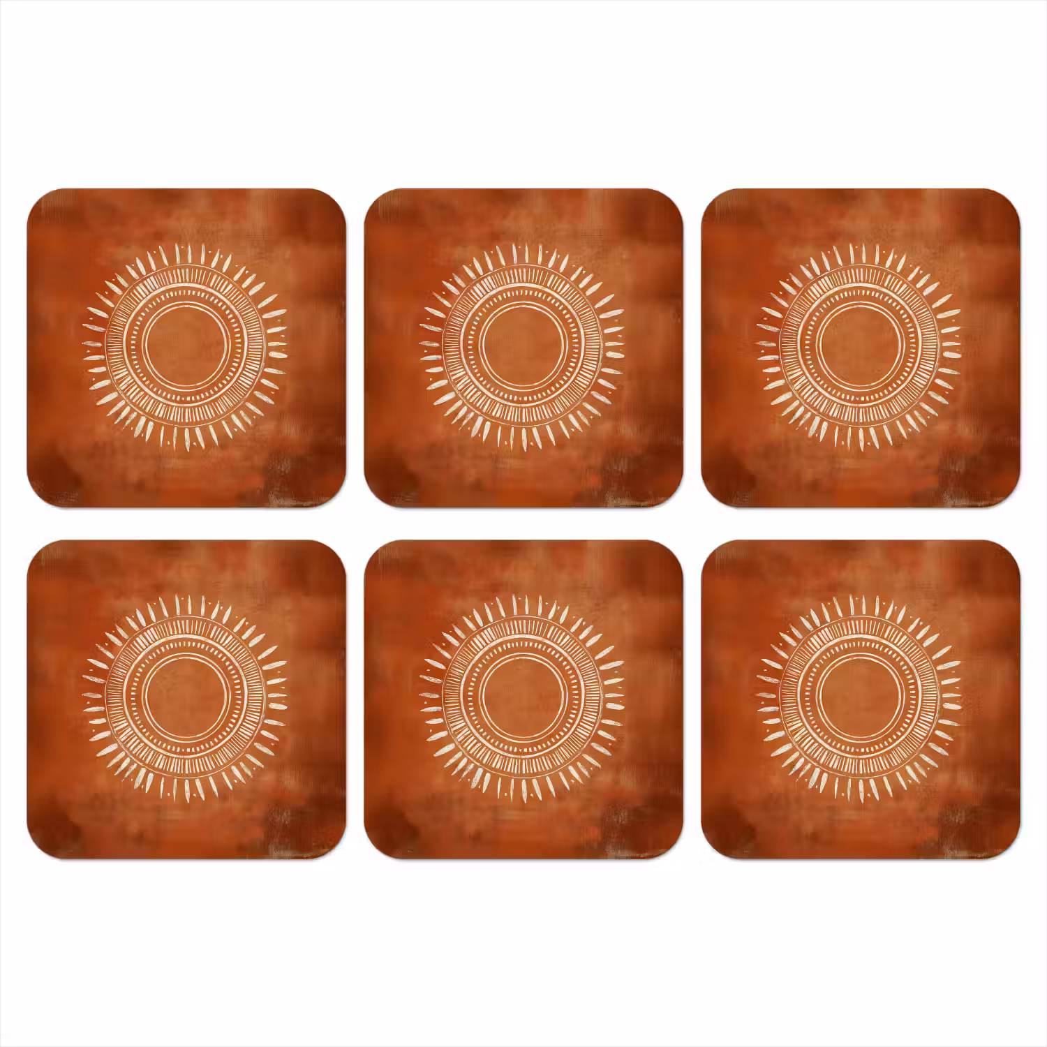 Abstract - Lijnen - Zonnestralen - Roodbruin onderzetter kurk middel -3d