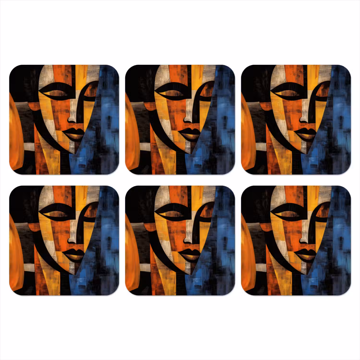 Abstract - Portret - Kleurvakken onderzetter kurk middel -3d
