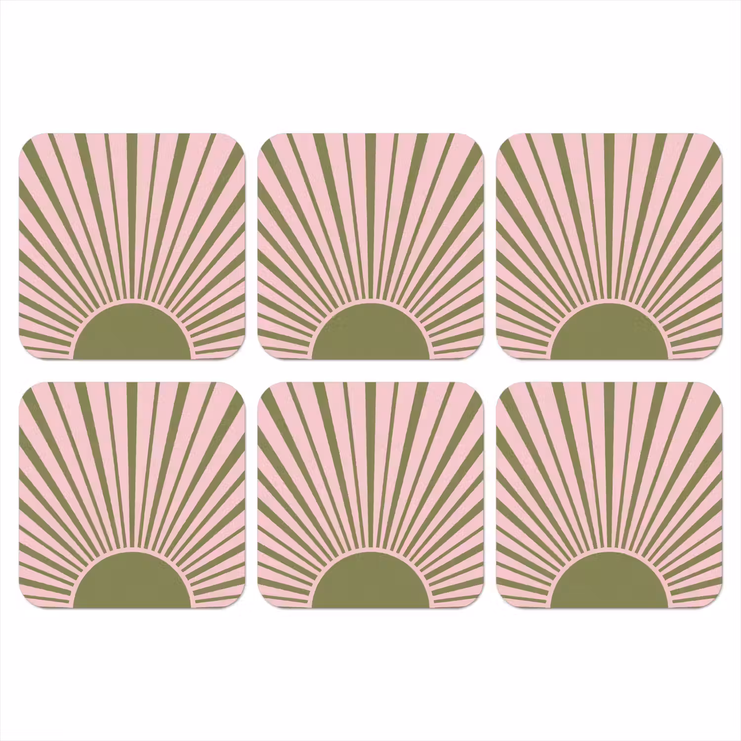 Abstract - Stralen - Grafisch - Roze - Groen onderzetter kurk middel -3d