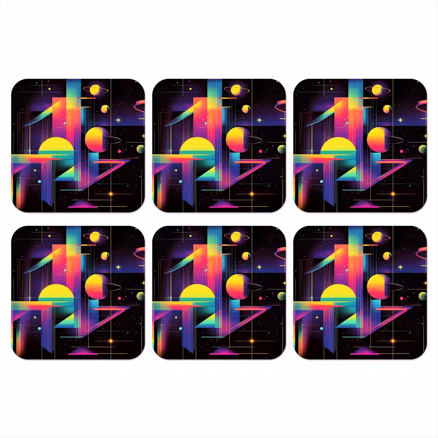 Abstract - Vormen - Kleurrijk - Lijnen onderzetter kurk middel -3d
