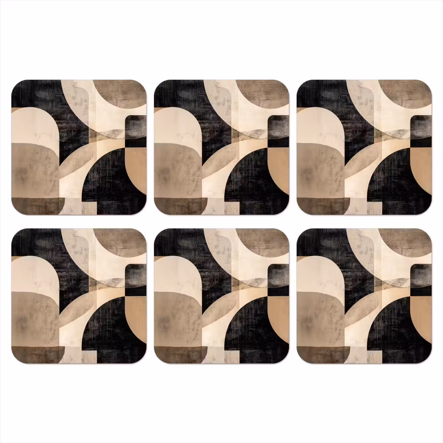 Abstract - Vormen - Modern - Beige onderzetter kurk middel -3d