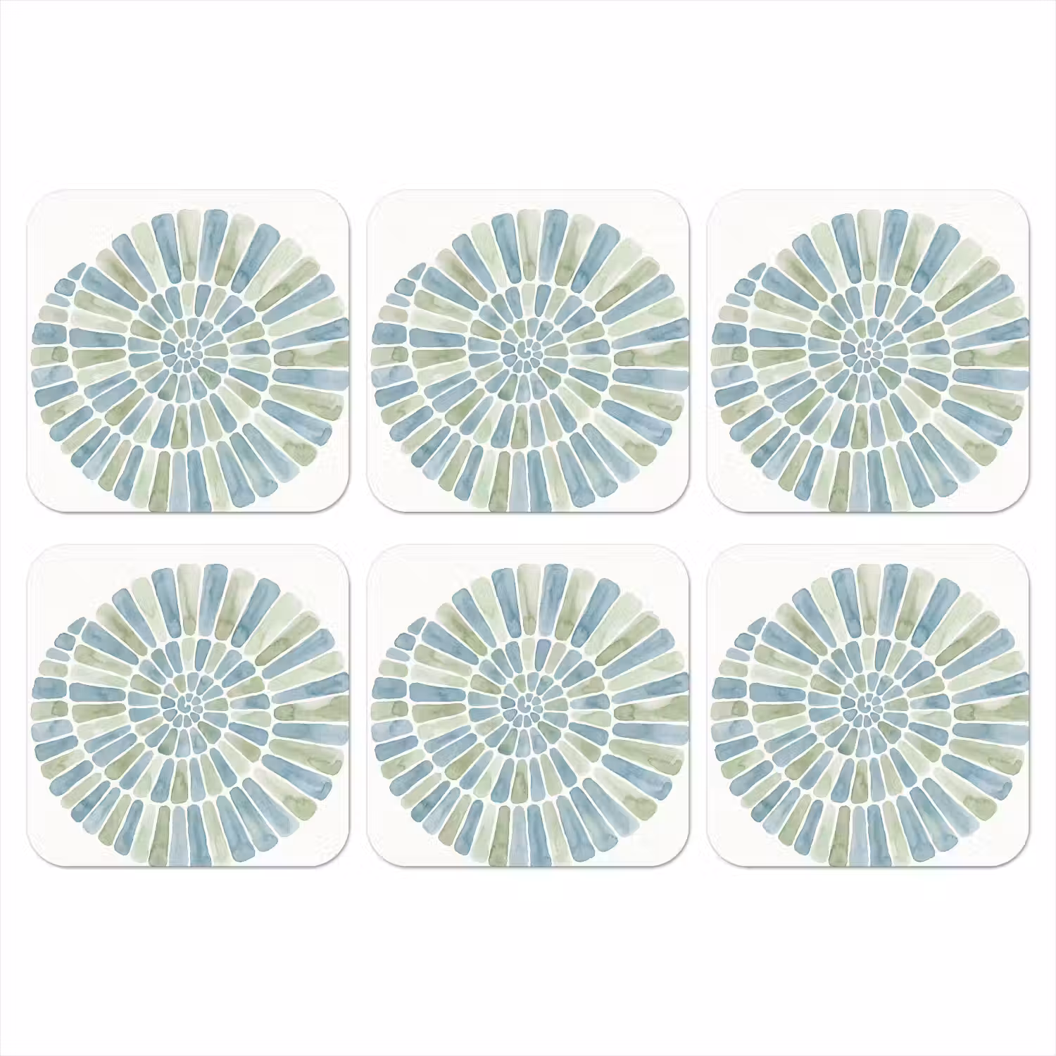 Abstract - Spiraal - Patroon - Modern - Blauw-Groen onderzetter kurk middel -3d