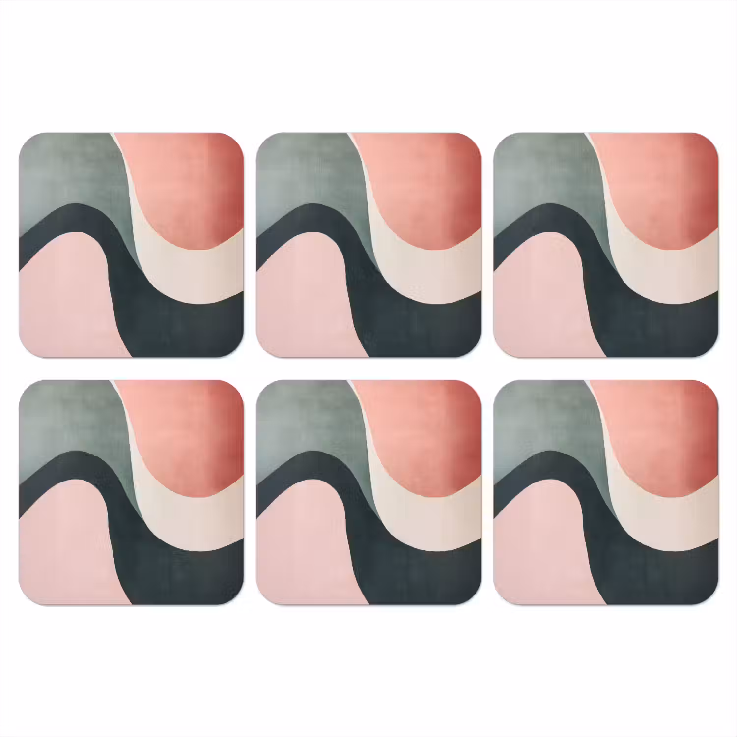 Abstract - Golven - Sierlijk - Roze onderzetter kurk middel -3d