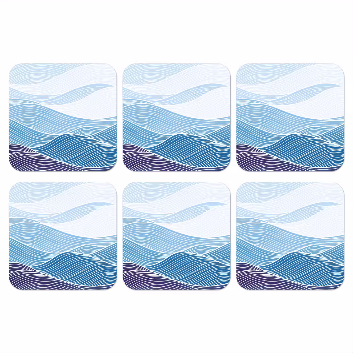 Abstract - Golven - Patroon - Blauw - Modern onderzetter kurk middel -3d