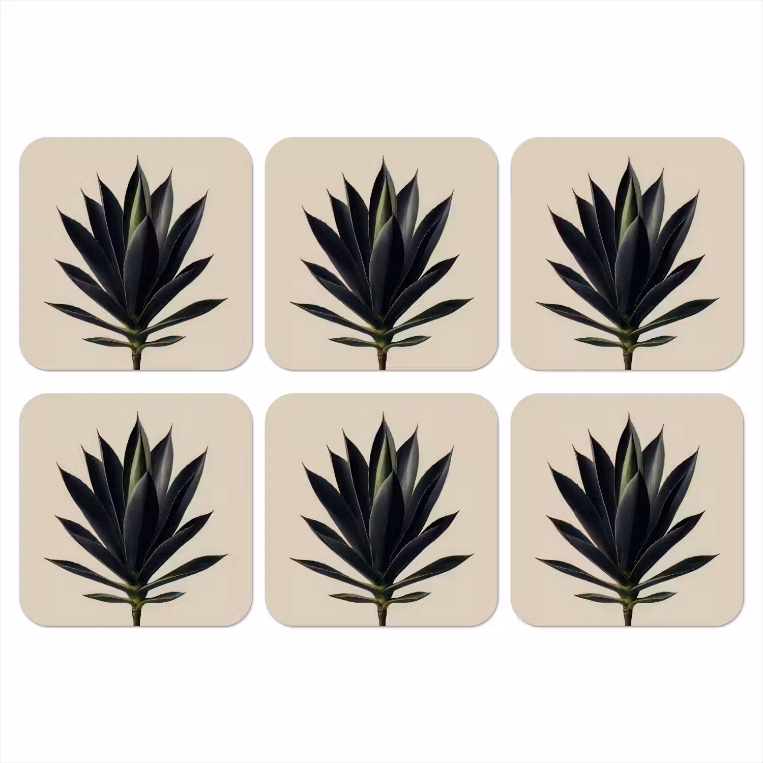 Agaveplant - Symmetrisch - Groen onderzetter kurk middel -3d