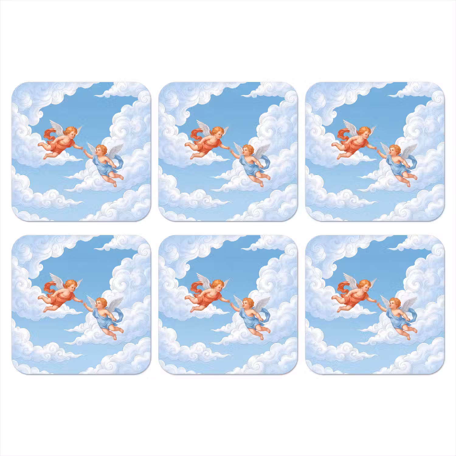 Engel - Vliegend - Klassiek - Blauw onderzetter kurk middel -3d