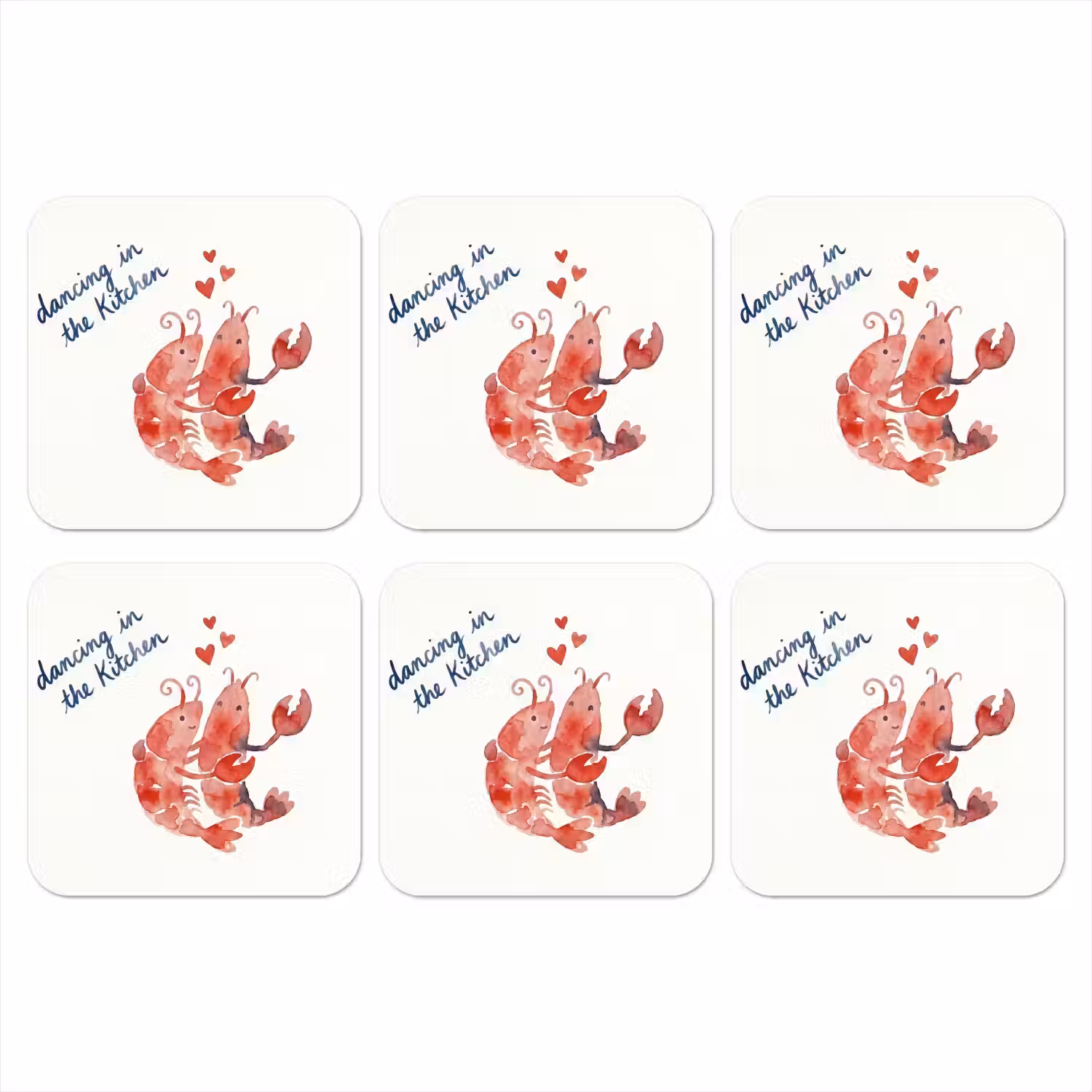 Dier - Dans - Liefde - Waterverf - Rood onderzetter kurk middel -3d