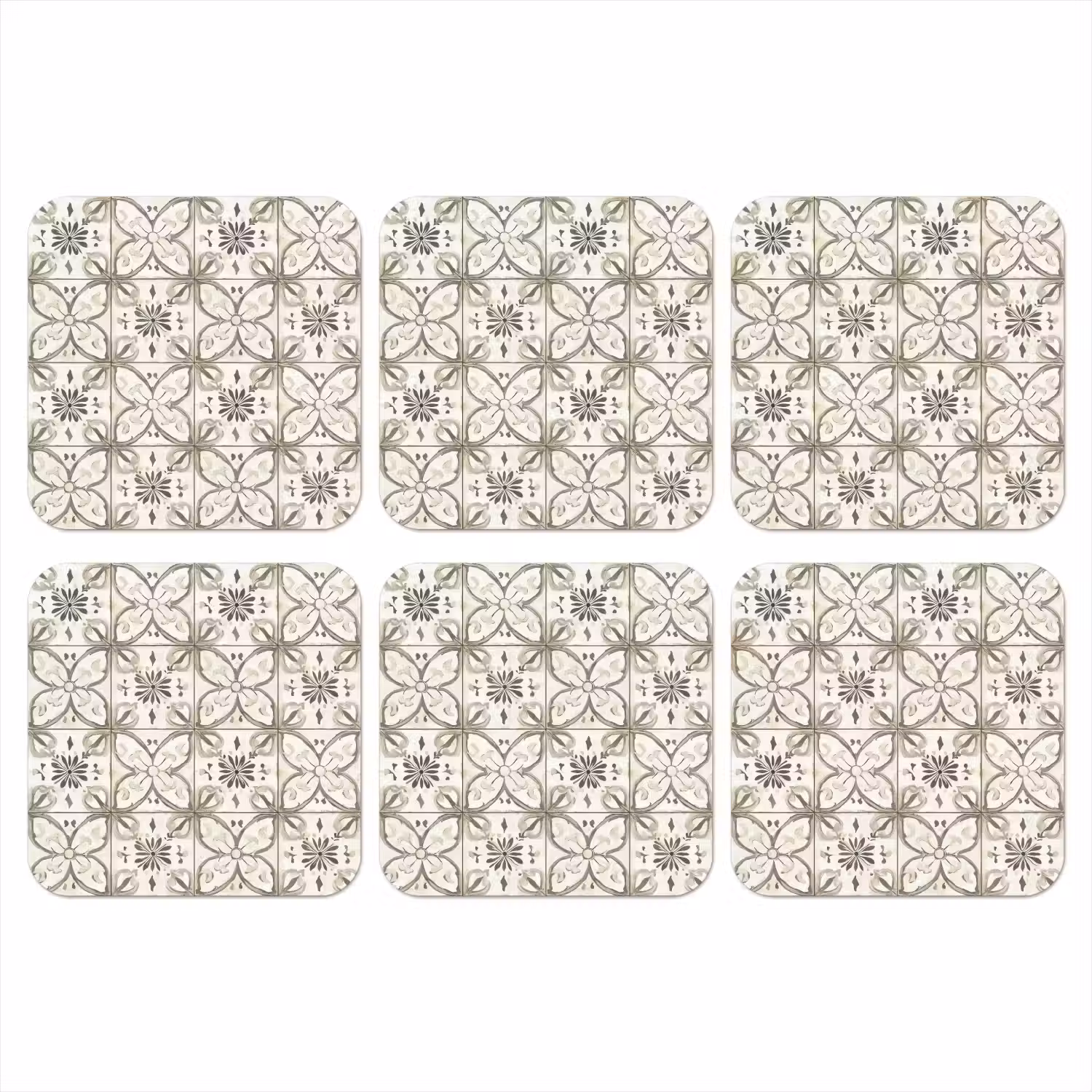 Antiek - Tegel - Beige onderzetter kurk middel 366 -3d