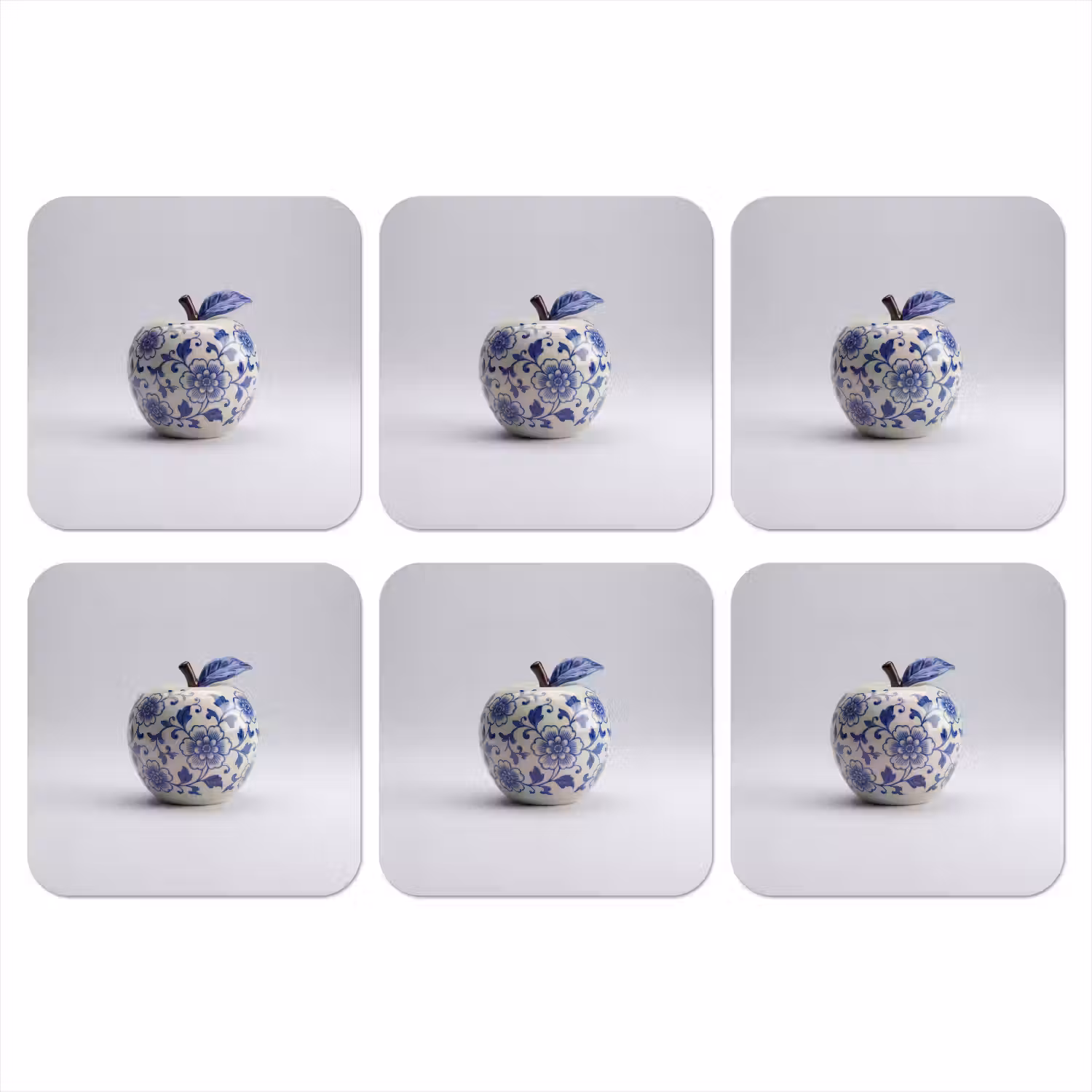 Appel - Blauw - Klassiek onderzetter kurk middel -3d
