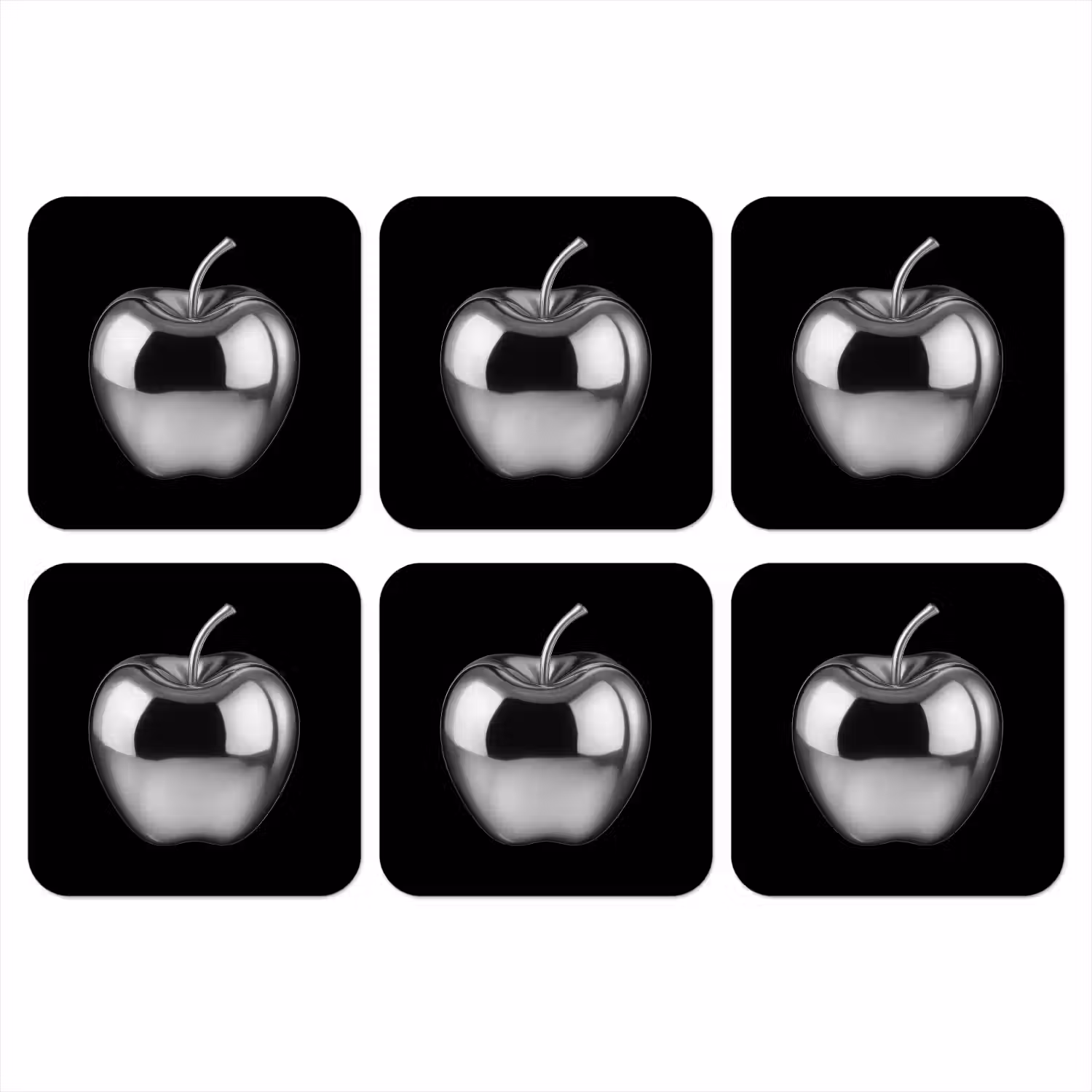 Appel - Metallic - Symmetrisch onderzetter kurk middel -3d