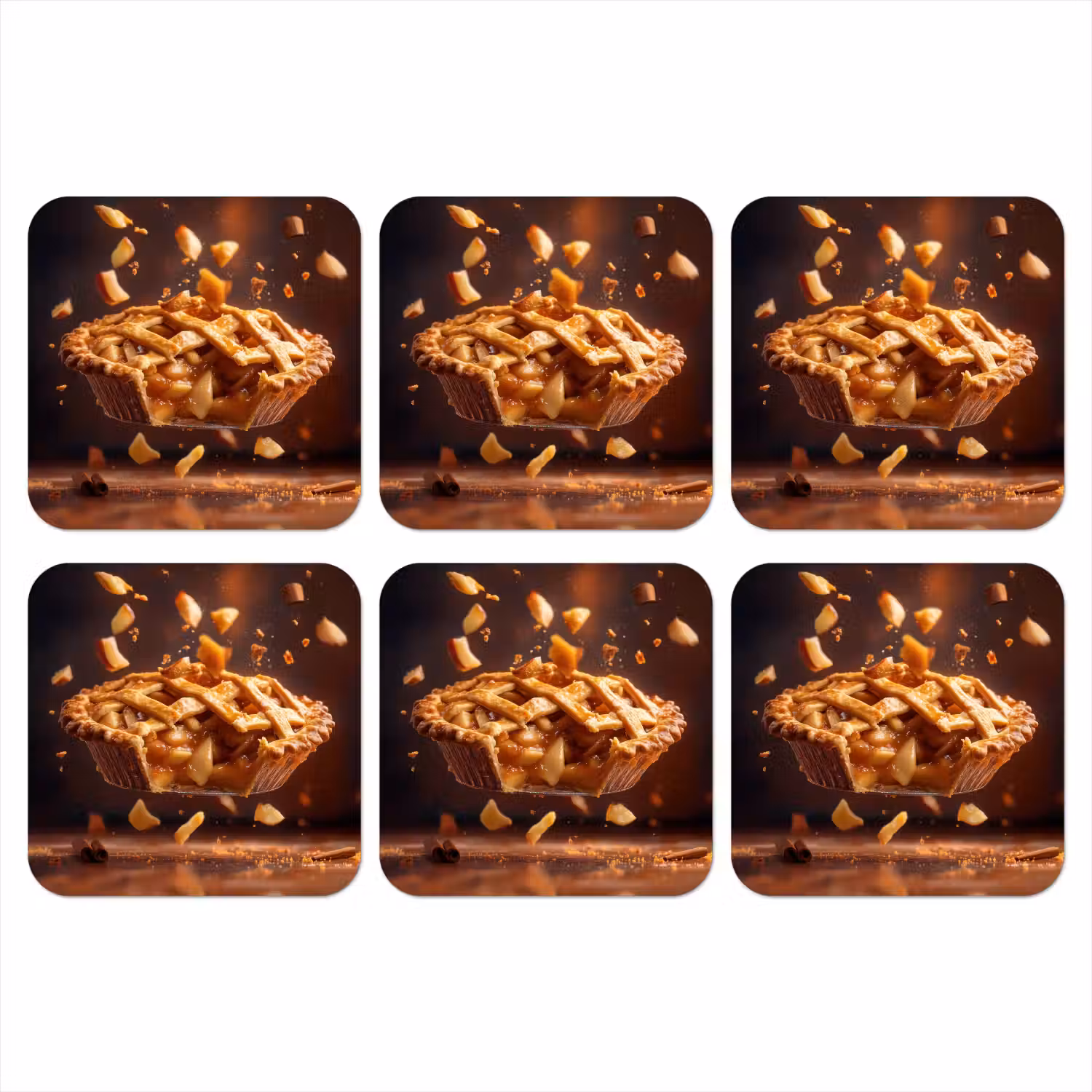Appel - Taart - Warm - Eten onderzetter kurk middel -3d