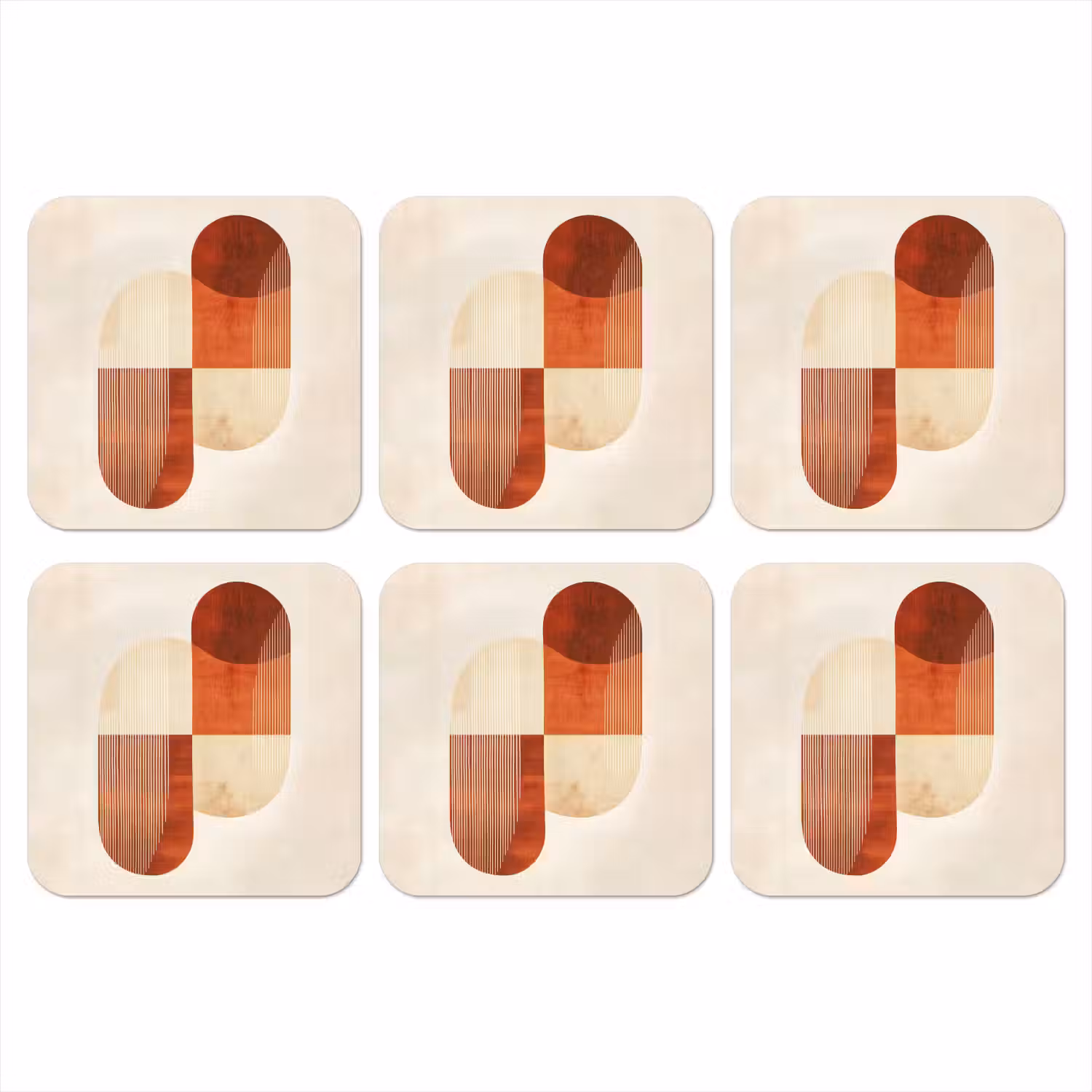Bogen - Beige - Vormen onderzetter kurk middel -3d