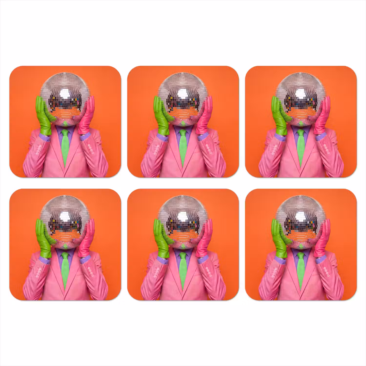 Kunst - Disco bal - Kleurrijk - Modern - Studio onderzetter kurk middel -3d
