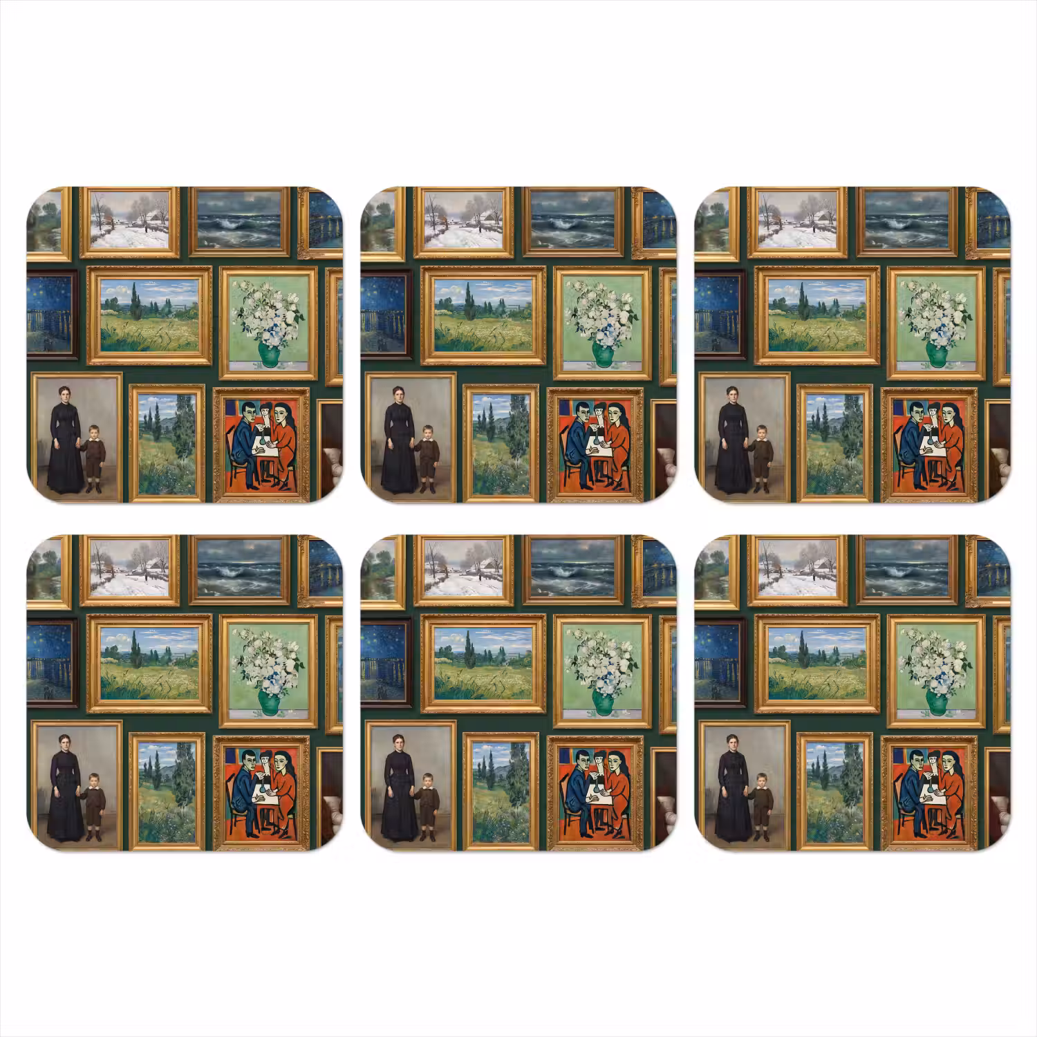 Kunst - Schilderijen - Collectie - Klassiek - Groen onderzetter kurk middel -3d