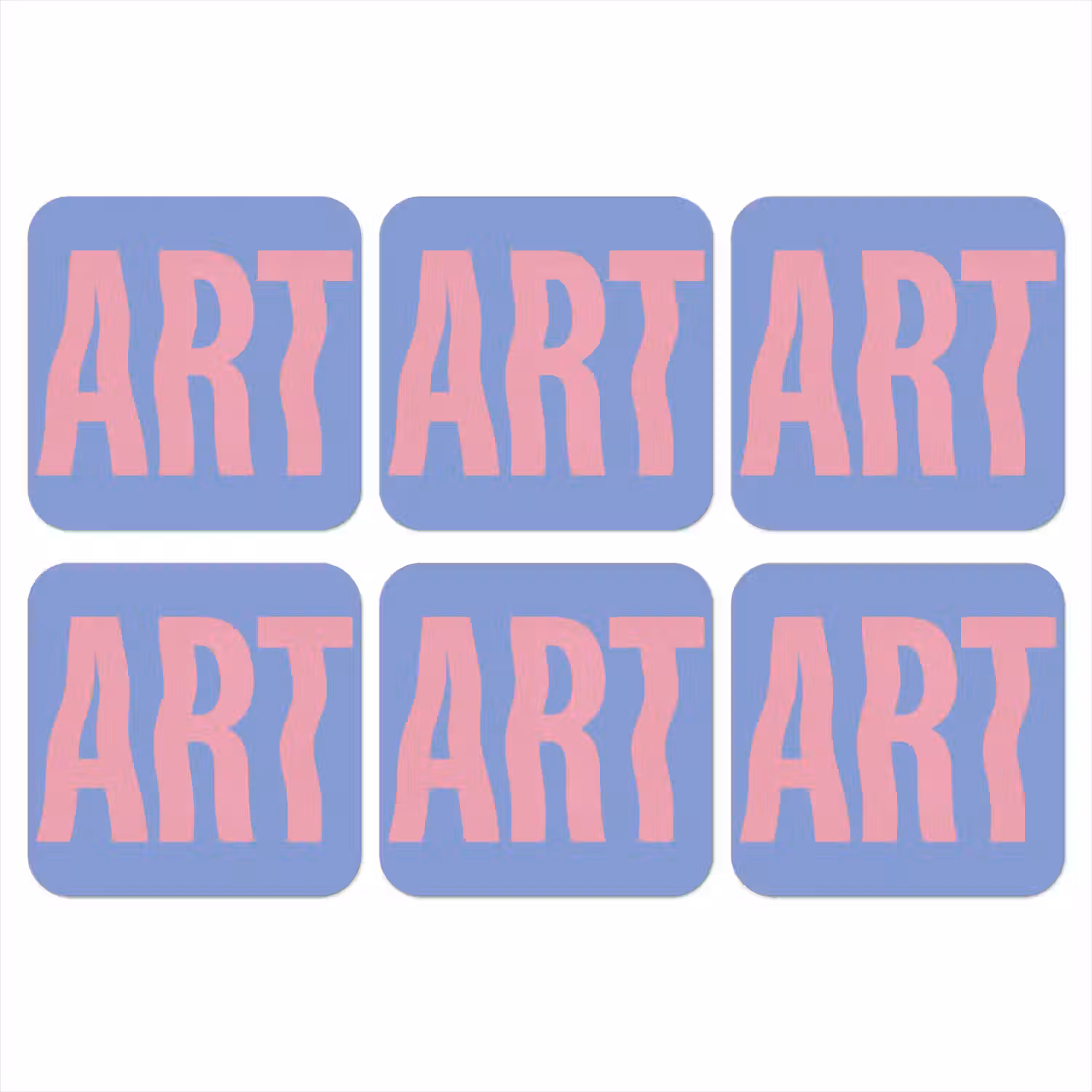 Art - Roze - Blauw onderzetter kurk middel -3d