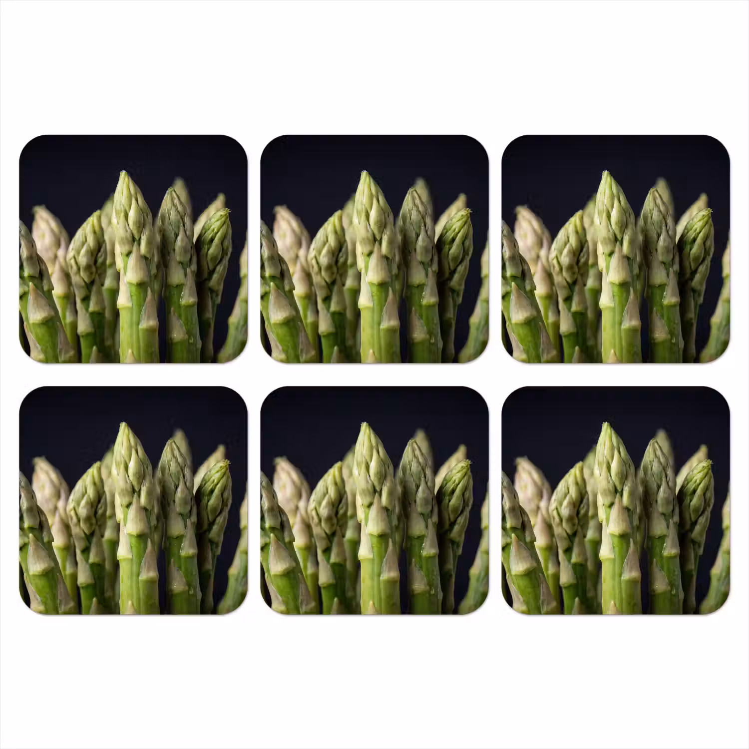 Asperges - Groen - Zwart onderzetter kurk middel -3d