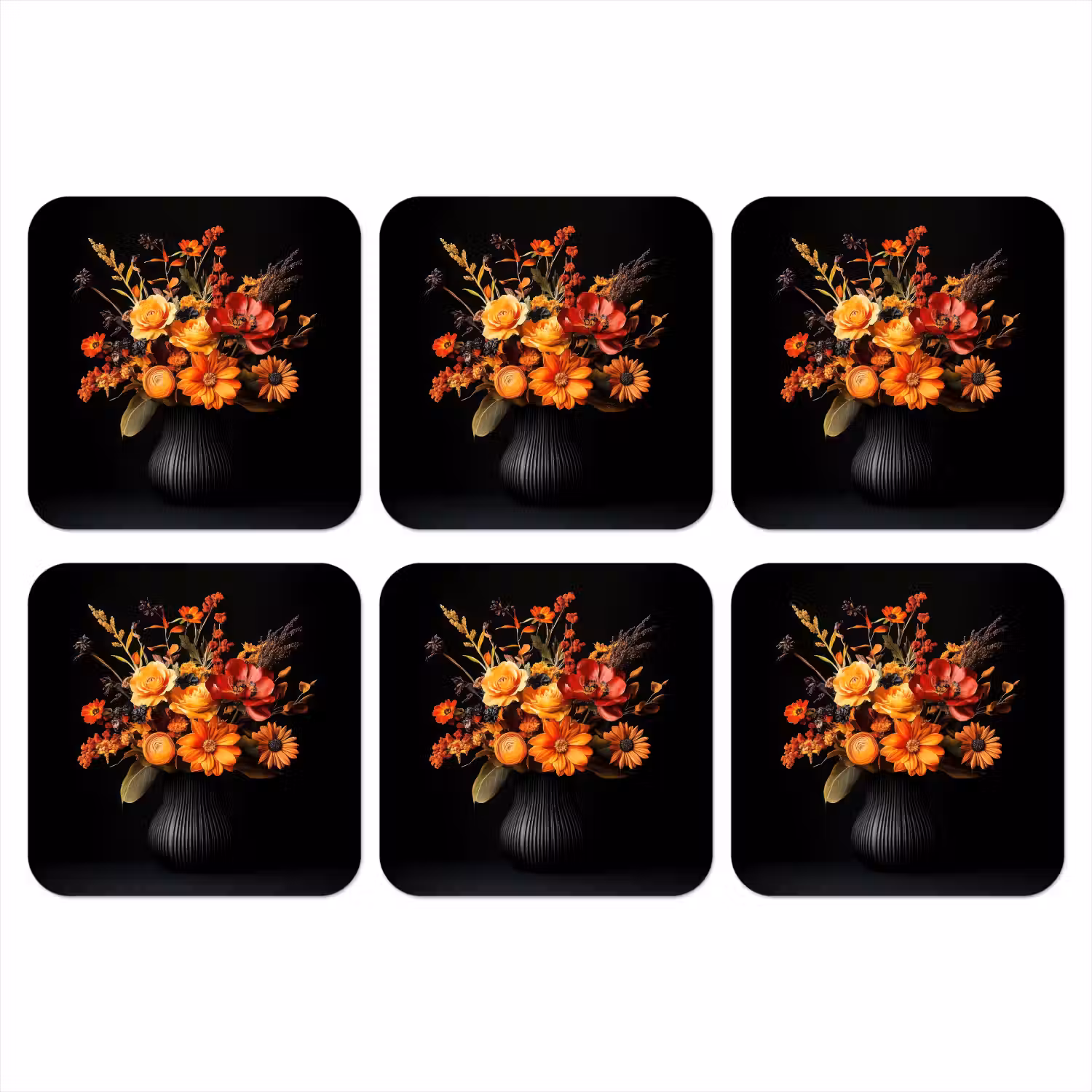 Herfst - Boeket - Oranje onderzetter kurk middel -3d