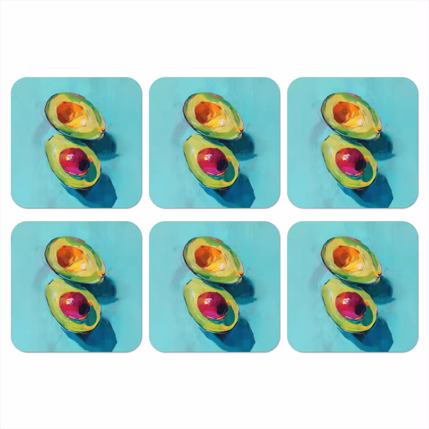 Avocado - Groen - Pit - Schaduw onderzetter kurk middel -3d